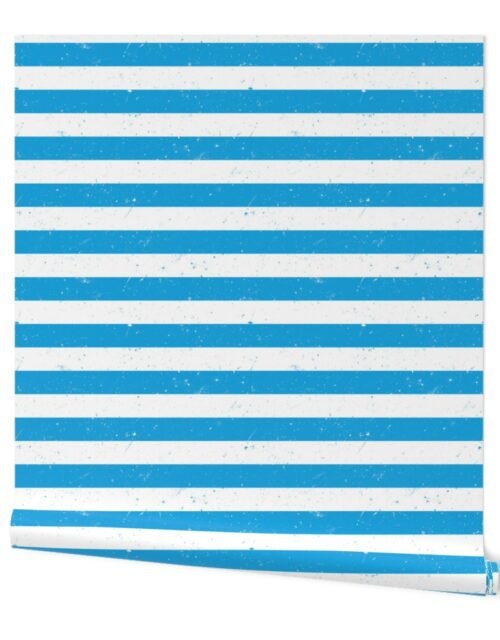 Oktoberfest Bavarian Blue and White Splattered Paint Horizontal Cabana Tent Stripe Wallpaper