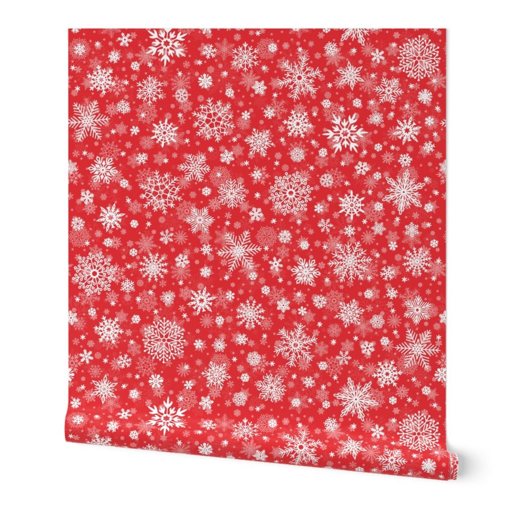 Large Christmas Red and White Splattered Snowflakes Wallpaper Large Christmas Red and White Splattered Snowflakes Wallpaper