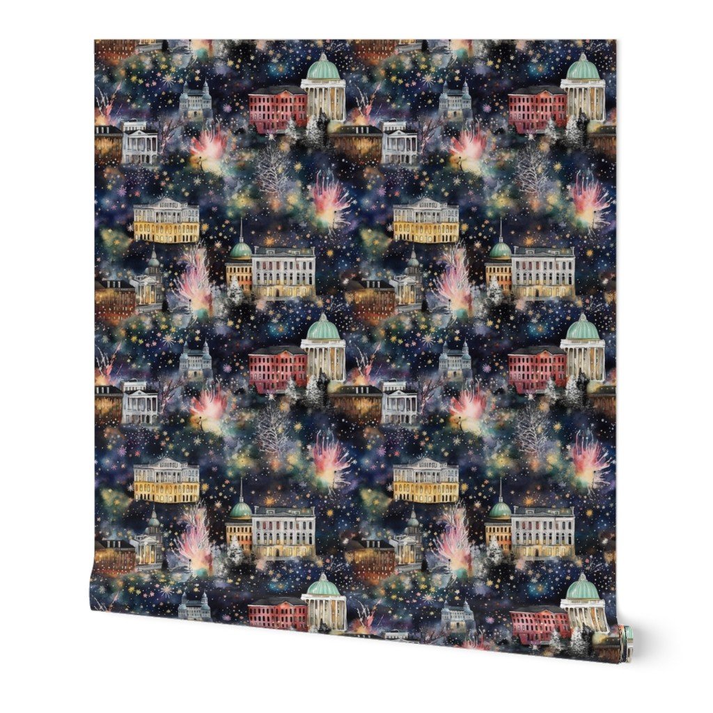 Washington DC at New Year’s in Watercolors with Fairy Lights and Landmarks Wallpaper Washington DC at New Year's in Watercolors with Fairy Lights and Landmarks Wallpaper