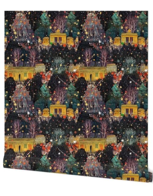 Berlin at New Year's in Watercolors with Fairy Lights and Landmarks Wallpaper