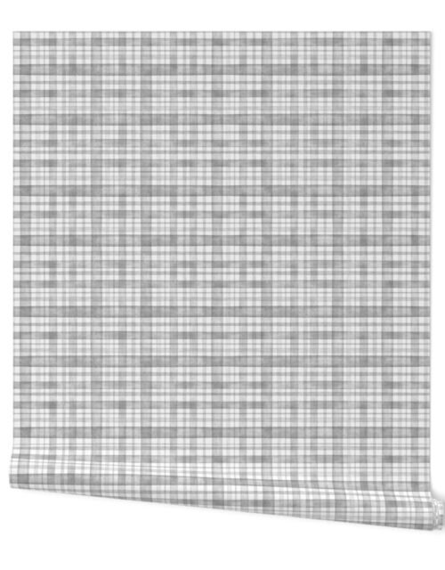 Misty Grey Watercolor Tartan Checked Plaid Wallpaper