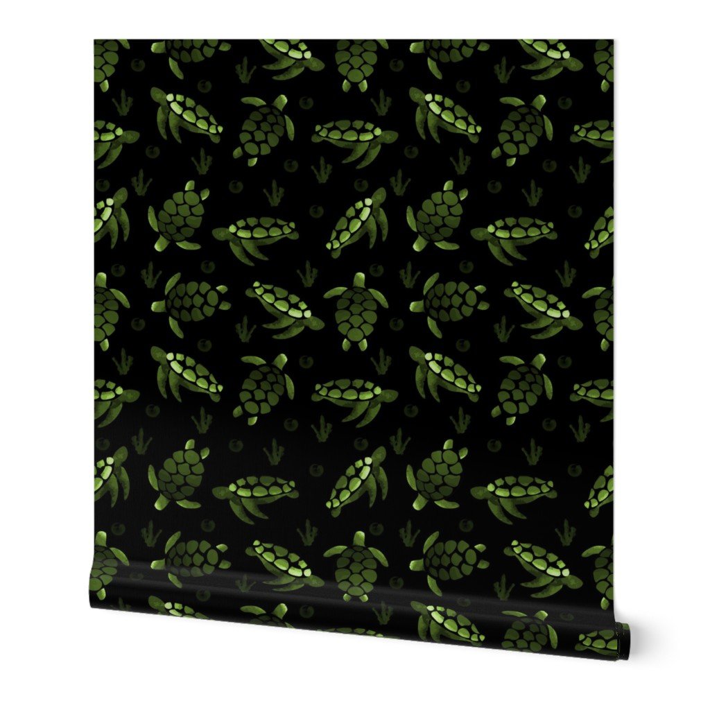 Green Ombre Watercolor Sea Turtle Print Wallpaper Green Ombre Watercolor Sea Turtle Print Wallpaper