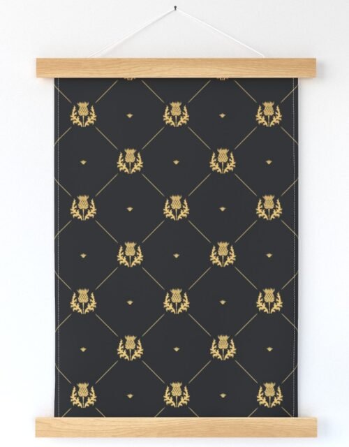 Lux Faux Gold Scotland's Royal Thistle in Cross-Hatch Diamonds on Repeat Wall Hanging