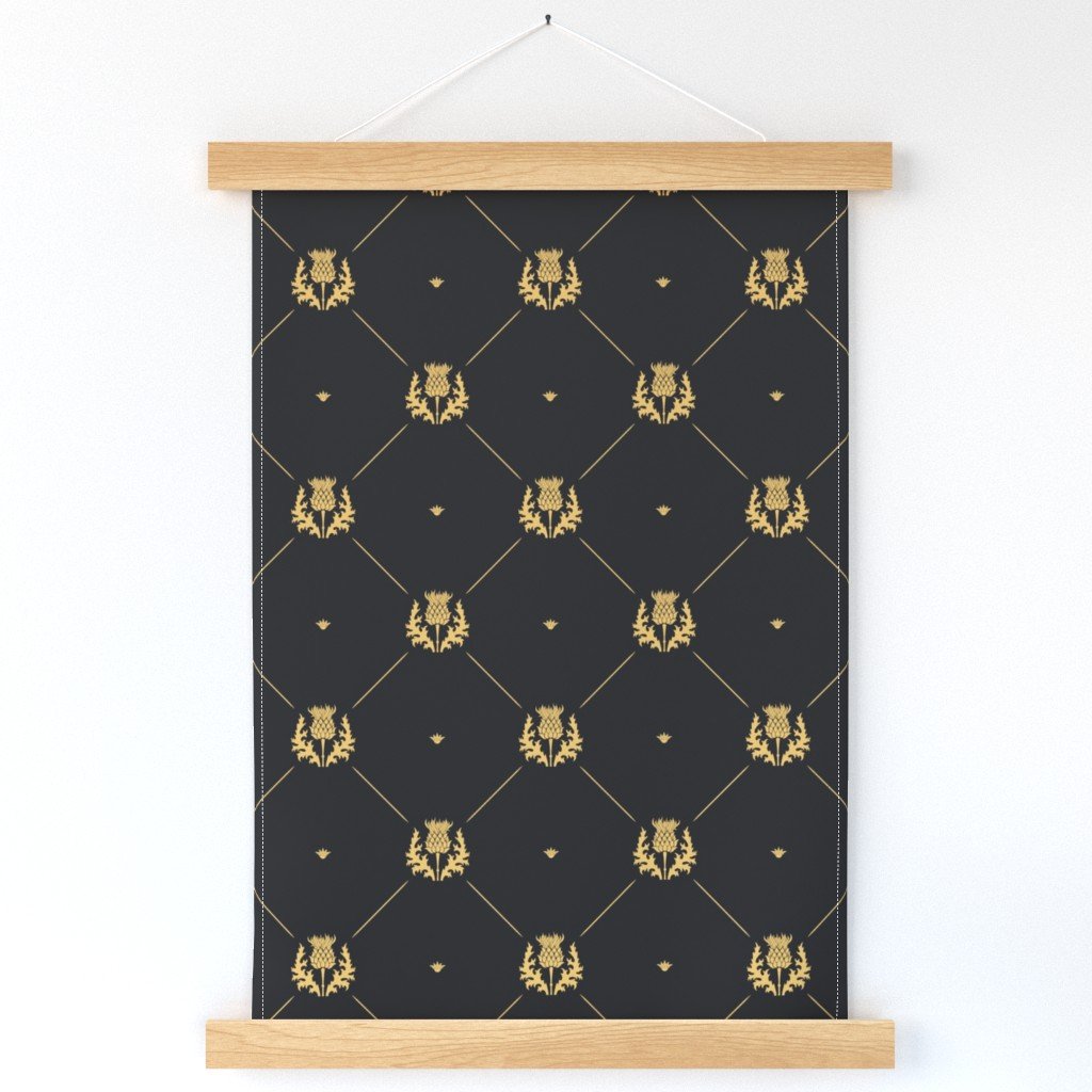 Lux Faux Gold Scotland’s Royal Thistle in Cross-Hatch Diamonds on Repeat Wall Hanging Lux Faux Gold Scotland's Royal Thistle in Cross-Hatch Diamonds on Repeat Wall Hanging
