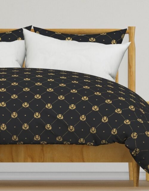 Lux Faux Gold Scotland's Royal Thistle in Cross-Hatch Diamonds on Repeat Duvet Cover