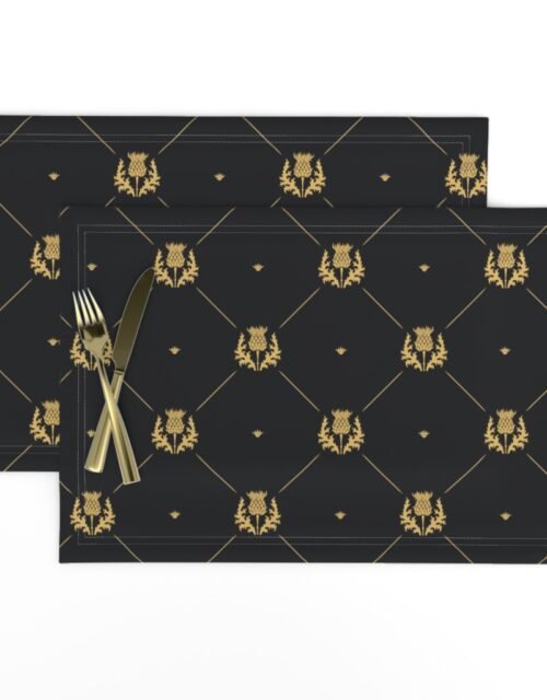 Lux Faux Gold Scotland's Royal Thistle in Cross-Hatch Diamonds on Repeat Placemats