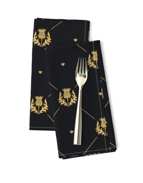 Lux Faux Gold Scotland's Royal Thistle in Cross-Hatch Diamonds on Repeat Dinner Napkins