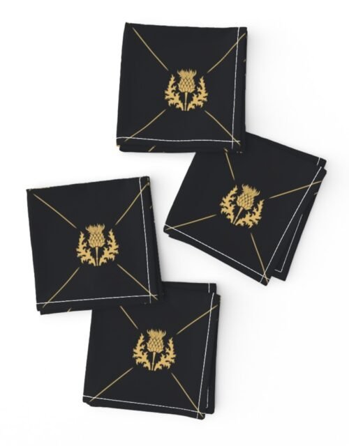 Lux Faux Gold Scotland's Royal Thistle in Cross-Hatch Diamonds on Repeat Cocktail Napkins
