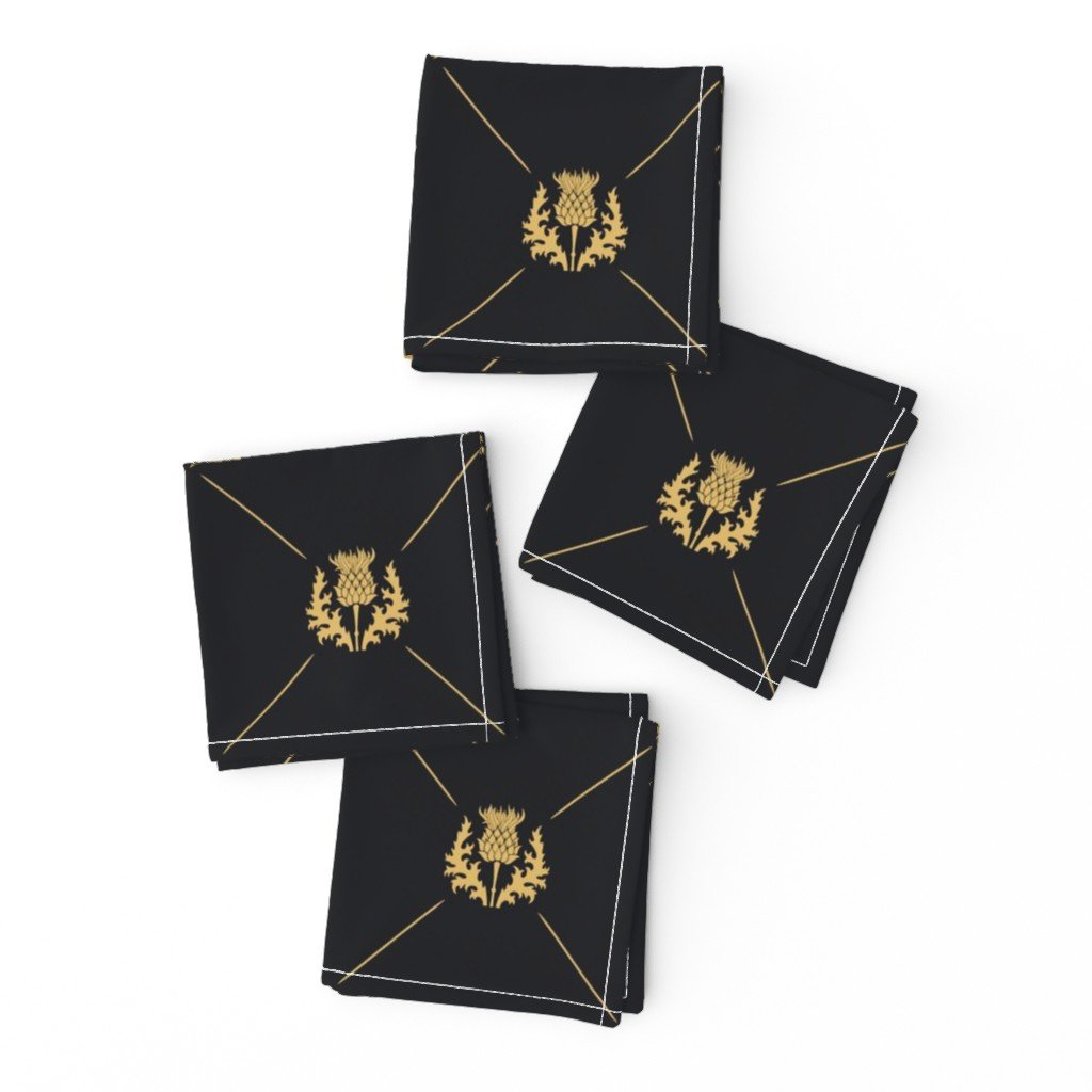 Lux Faux Gold Scotland’s Royal Thistle in Cross-Hatch Diamonds on Repeat Cocktail Napkins Lux Faux Gold Scotland's Royal Thistle in Cross-Hatch Diamonds on Repeat Cocktail Napkins