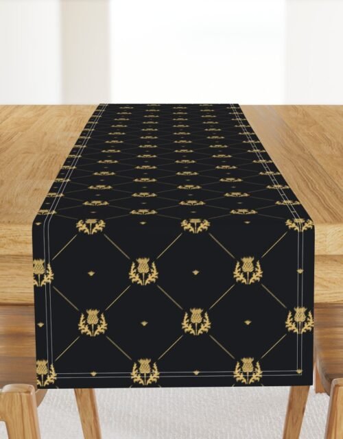 Lux Faux Gold Scotland's Royal Thistle in Cross-Hatch Diamonds on Repeat Table Runner