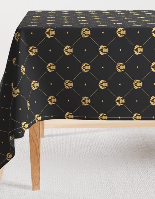 Lux Faux Gold Scotland's Royal Thistle in Cross-Hatch Diamonds on Repeat Rectangular Tablecloth