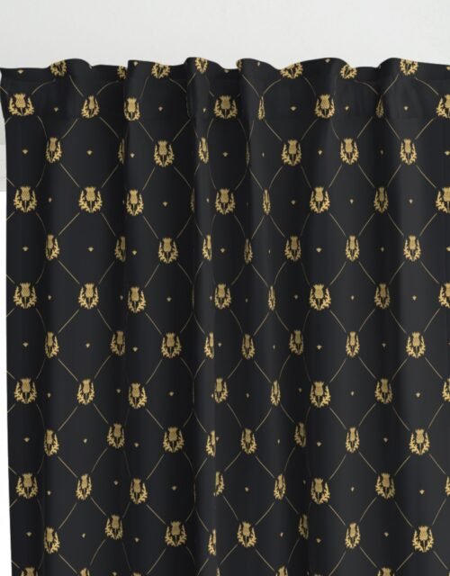 Lux Faux Gold Scotland's Royal Thistle in Cross-Hatch Diamonds on Repeat Curtains