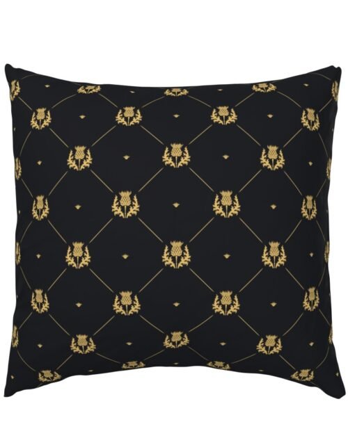 Lux Faux Gold Scotland's Royal Thistle in Cross-Hatch Diamonds on Repeat Euro Pillow Sham