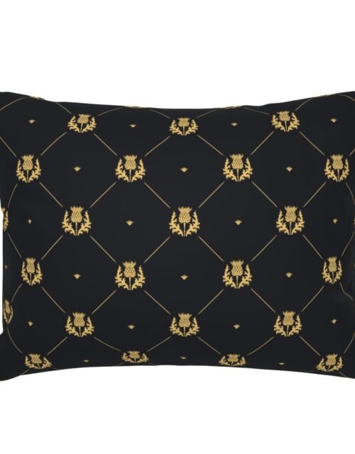 Lux Faux Gold Scotland's Royal Thistle in Cross-Hatch Diamonds on Repeat Standard Pillow Sham