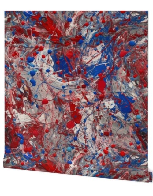 US Red White Blue Drip Paint Splatter Technique Wallpaper