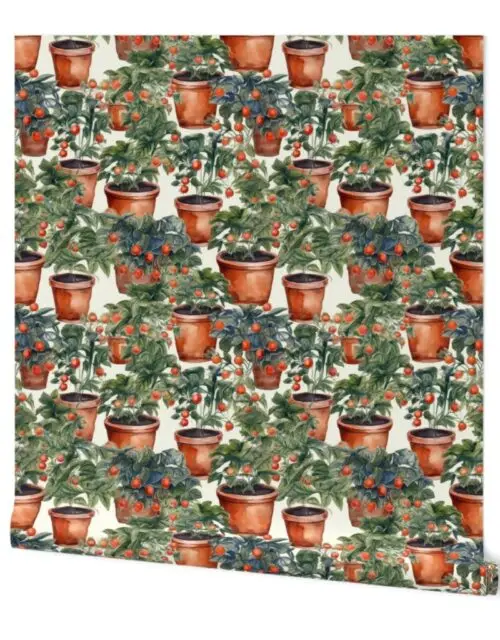 Potted Tomato Plants Watercolor Wallpaper