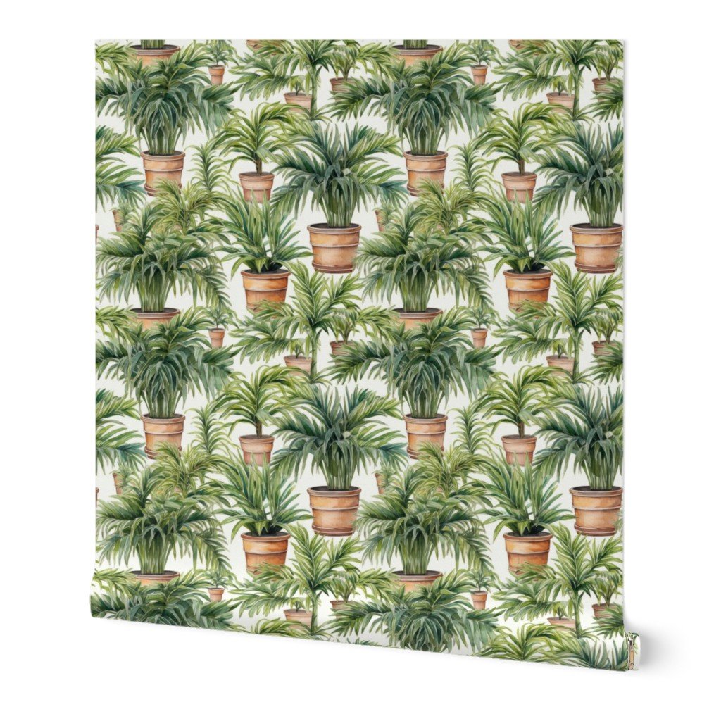 Potted Green House Palms Watercolor Wallpaper Potted Green House Palms Watercolor Wallpaper