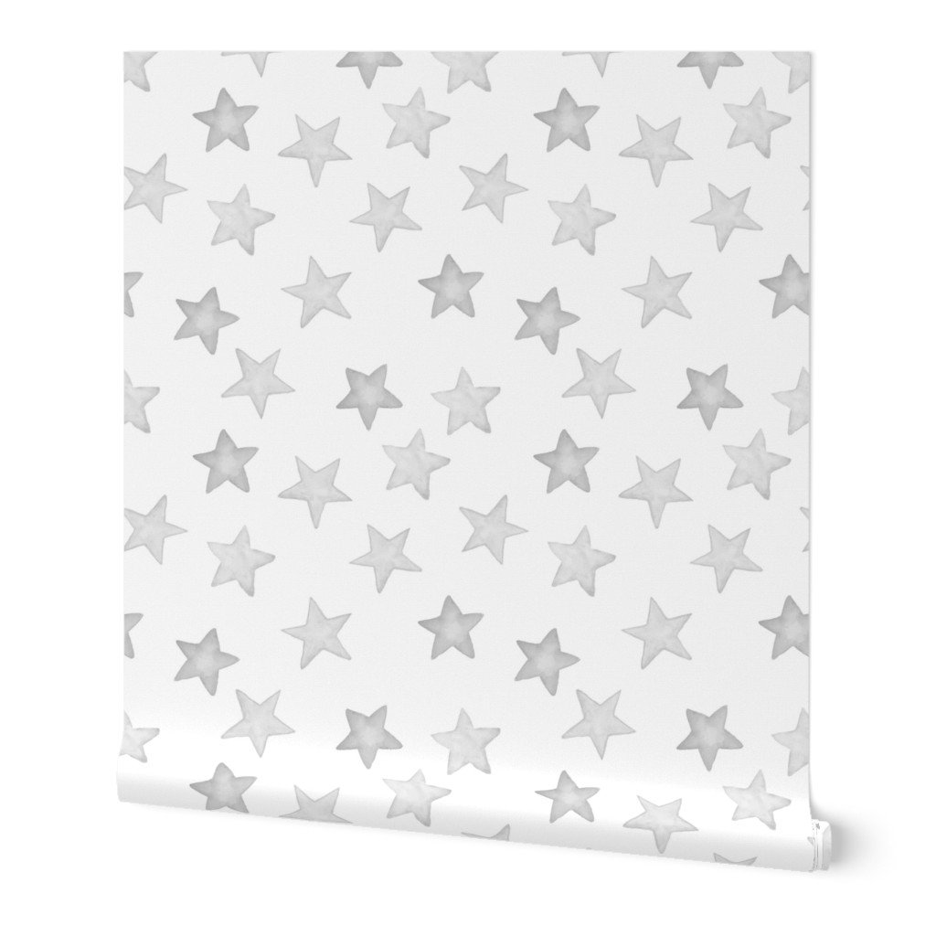 Large Faded Silver Christmas Stars on White Wallpaper Large Faded Silver Christmas Stars on White Wallpaper
