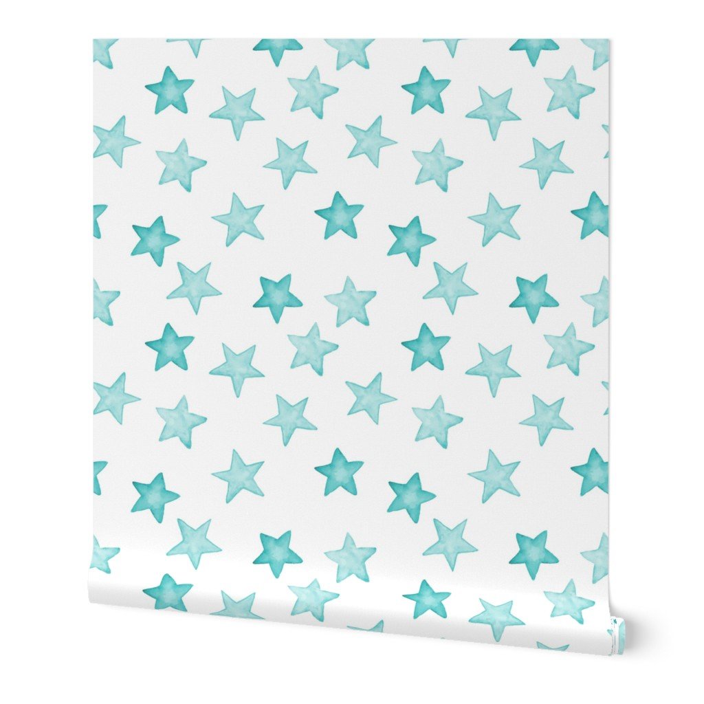 Large Faded Aqua Christmas Stars on White Wallpaper Large Faded Aqua Christmas Stars on White Wallpaper