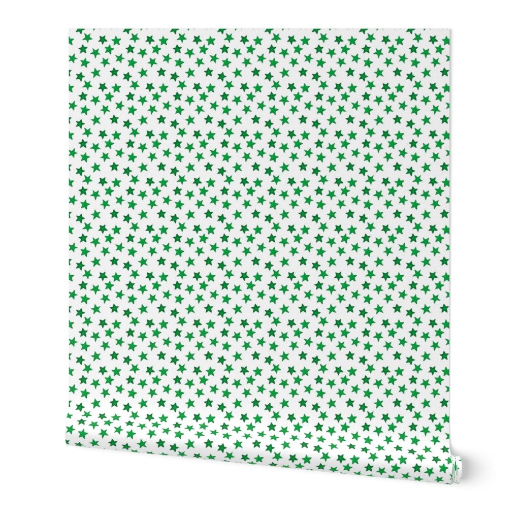 Small Faded Green Christmas Stars on White Wallpaper Small Faded Green Christmas Stars on White Wallpaper