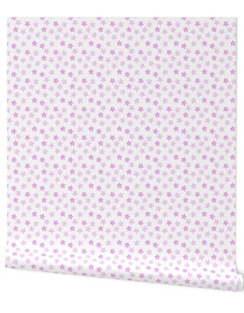 Small Faded Pink Christmas Stars on White Wallpaper