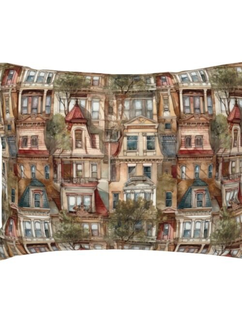 Brownstone Buildings in Varied Tones of Brown Watercolor Standard Pillow Sham