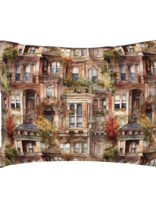 Brownstone Buildings in Varied Tones of Brown Watercolor Standard Pillow Sham
