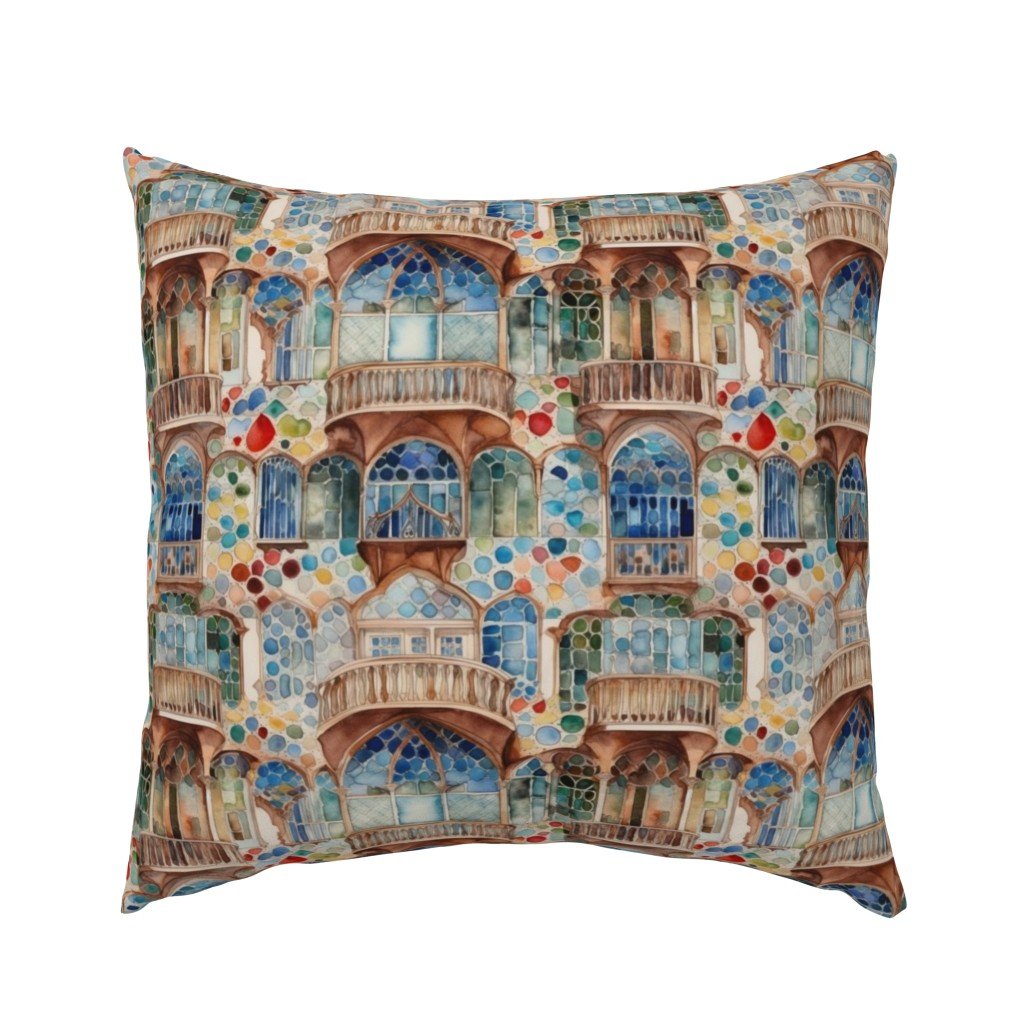 Barcelona House Architectural Detail in Windows, Columns, Arches and Balustrades Euro Pillow Sham Barcelona House Architectural Detail in Windows, Columns, Arches and Balustrades Euro Pillow Sham