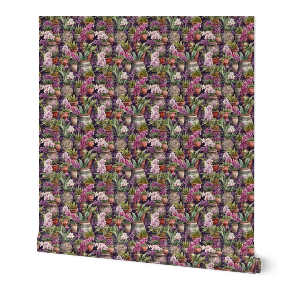 Small Potted Orchid Plants Watercolor Wallpaper Small Potted Orchid Plants Watercolor Wallpaper
