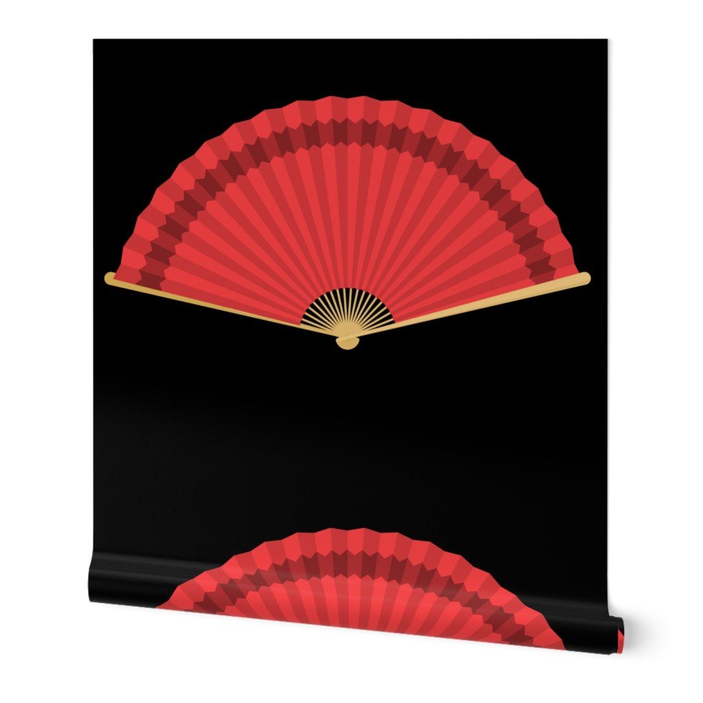 Chinese Red Splayed Fans on Black Wallpaper Chinese Red Splayed Fans on Black Wallpaper