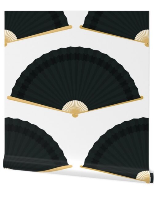 Jumbo Black Fans Splayed on  White Wallpaper