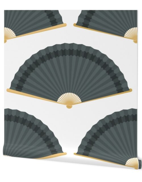 Jumbo Grey Fans Splayed on  White Wallpaper