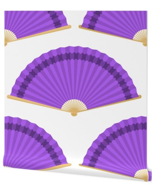 Jumbo Violet Splayed Fans on White Wallpaper