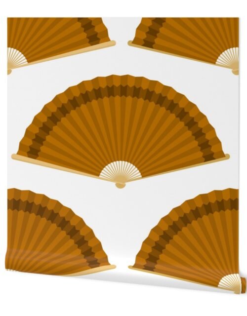 Jumbo Ochre Splayed Fans on White Wallpaper