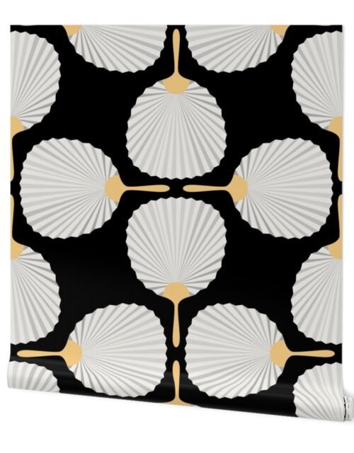 Jumbo Chinese Cream Paddle Hand Fan on Black Wallpaper