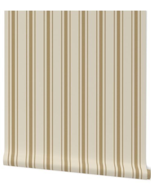 Tan on Cream French Provincial Mattress Ticking Wallpaper