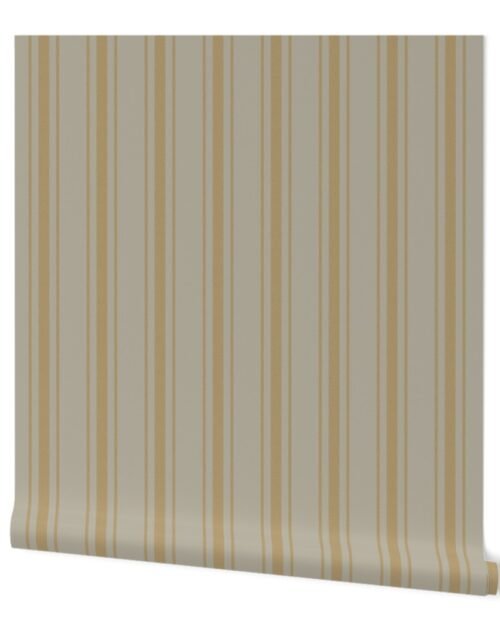 Tan on Beige French Provincial Mattress Ticking Wallpaper