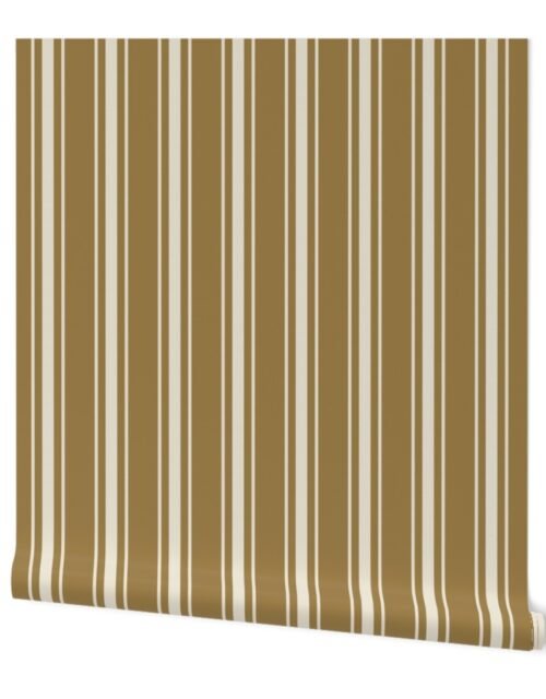 Cream on Tan French Provincial Mattress Ticking Wallpaper