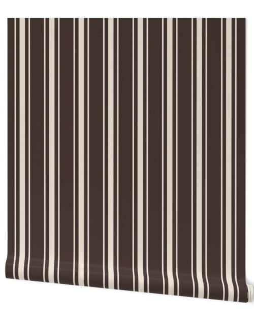 Cream on Chocolate French Provincial Mattress Ticking Wallpaper