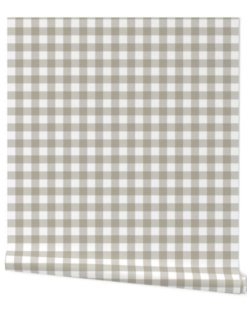Beige and White French Provincial Autumn Gingham Check Wallpaper