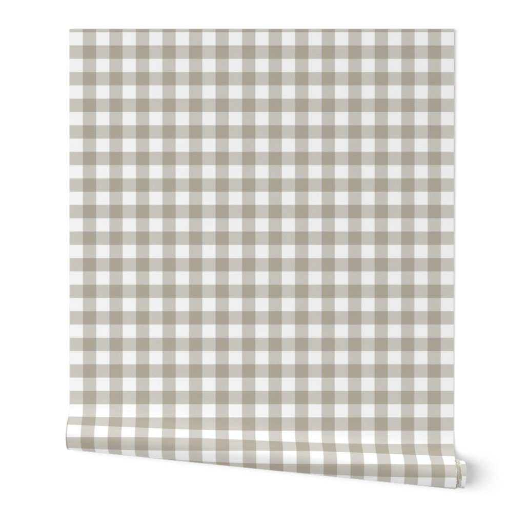 Beige and White French Provincial Autumn Gingham Check Wallpaper Beige and White French Provincial Autumn Gingham Check Wallpaper