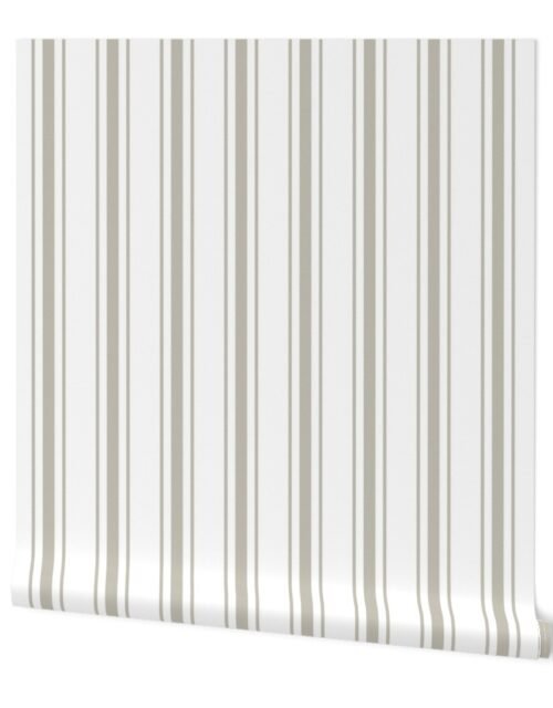 Beige on White French Provincial Mattress Ticking Wallpaper