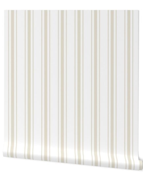 Cream on White French Provincial Mattress Ticking Wallpaper