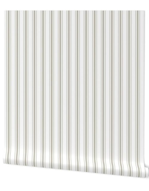 Small Beige on White French Provincial Mattress Ticking Wallpaper