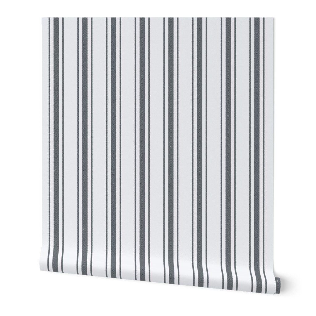 Twilight Blue French Provincial Ticking Stripe on Off-White Wallpaper Twilight Blue French Provincial Ticking Stripe on Off-White Wallpaper