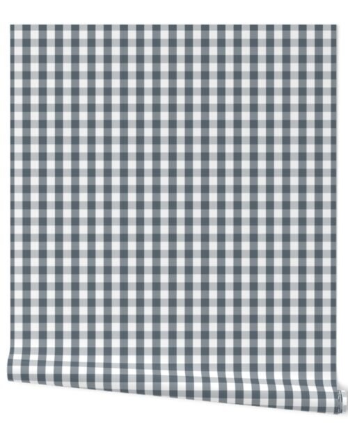 Ice Blue and White French Provincial Winter Gingham Check Wallpaper