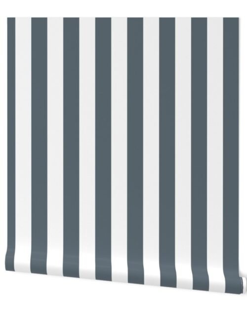 Ice Blue and White Vertical 2 inch French Provincial Cabana Stripe Wallpaper