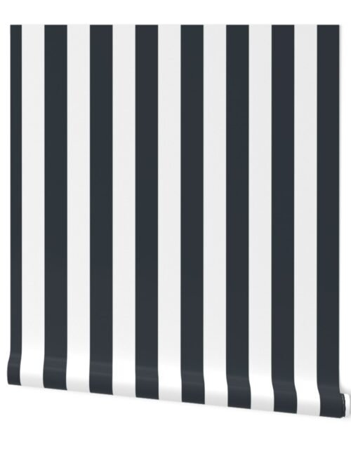 Twilight Blue and White Vertical 2 inch French Provincial Cabana Stripe Wallpaper