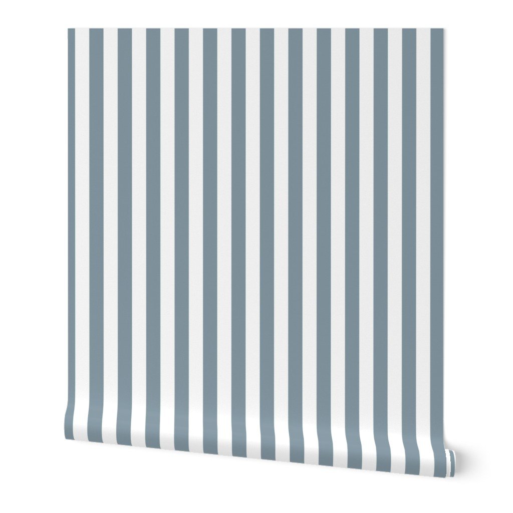 Winter Blue and White Vertical 1 inch French Provincial Stripe Wallpaper Winter Blue and White Vertical 1 inch French Provincial Stripe Wallpaper