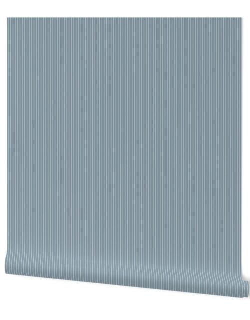 Winter Blue and White Quarter Inch French Provincial Winter Pin Stripes Wallpaper